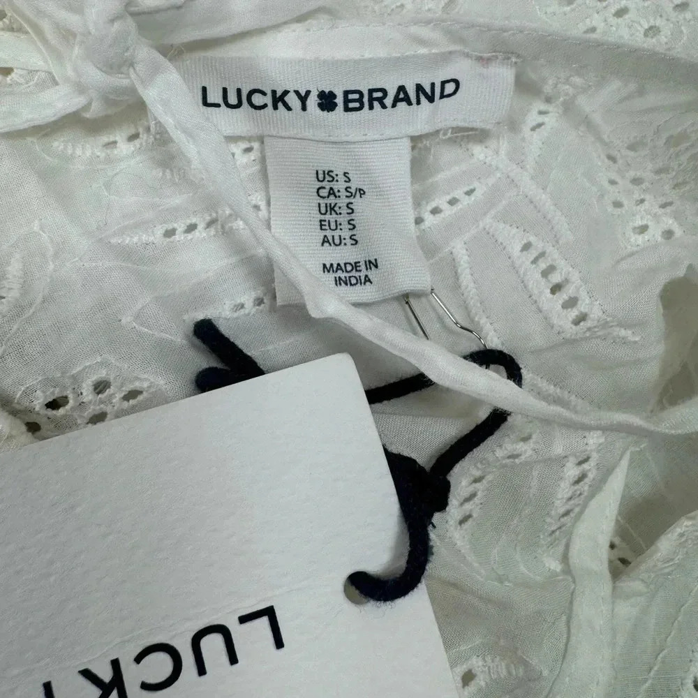 Lucky Brand Women’s White Eyelet Mini Dress Size‎ Small NWT - Picture 4 of 5